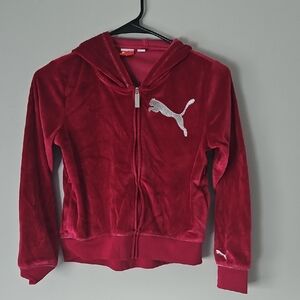 Puma Kids Burgundy Hoodie with Silver Logo